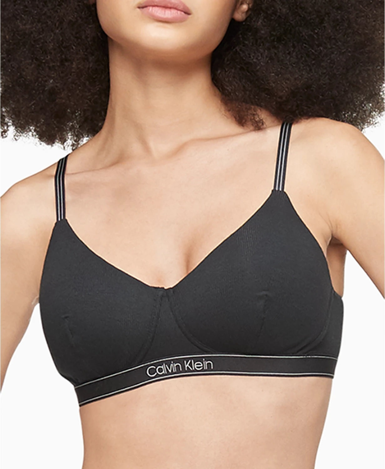 Calvin Klein] Women's Pure Ribbed Light Lined Bralette QF6439-001